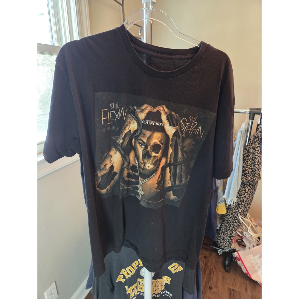 NBA Youngboy Still Flexin Still Steppin Black Tee Shirt Size‎ Large